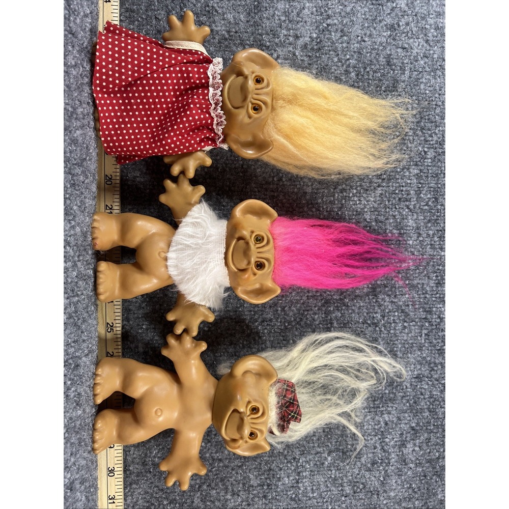 VTG 1960s 6"Uneeda Wishnik Troll Doll Lot of 3 - As-Is Authentic Patent D-190918